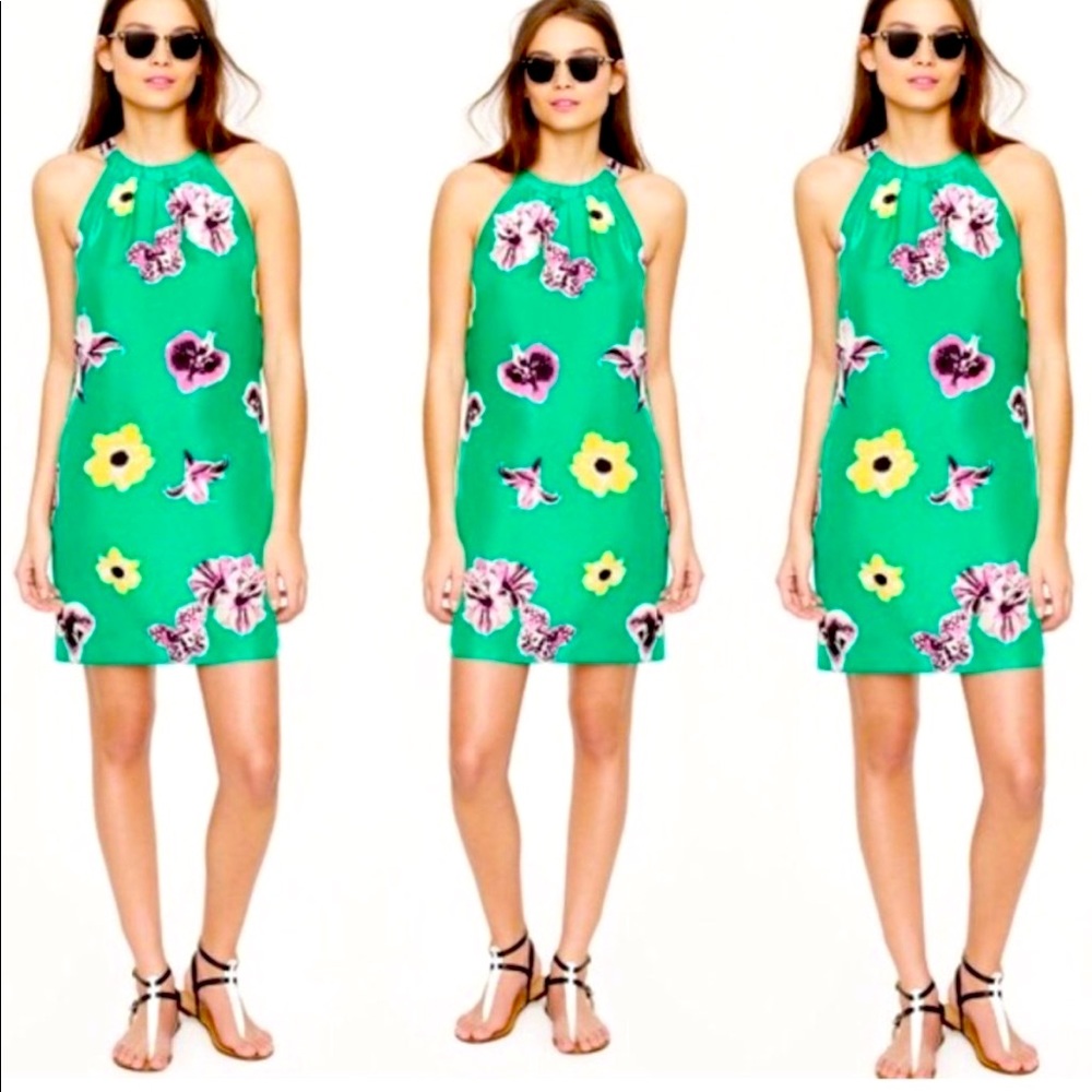 J. Crew Green Punk Floral Mini Dress ~ 2